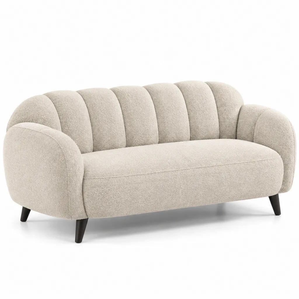2-Sitzer Sofa Boucl¨¦ Polyester geschwungen Creme 170 x 88 x 78 cm