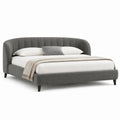 Polsterbett Doppelbett 160 x 200 cm Polyester Dunkelgrau mit gebogenem Kopfteil