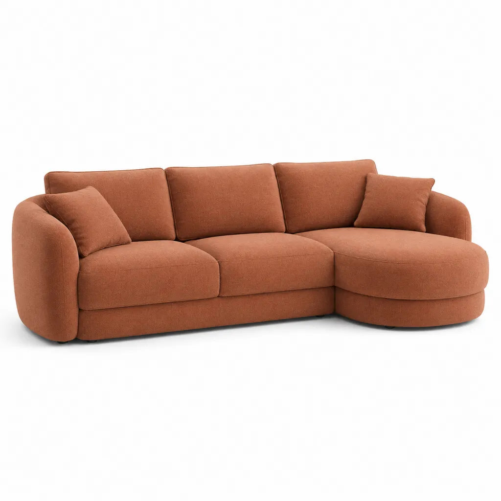 Ecksofa 3-Sitzer mit Recamiere rechts 250 x 160 x 85 cm Polyester abgerundet Terrakotta