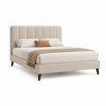 Polsterbett Doppelbett 160 x 200 cm mit gepolstertem Kopfteil aus Polyester in Beige