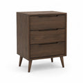 Nachttisch mit 3 Schubladen 60 x 40 x 75 cm MDF mit Walnussfurnier rechteckig dunkelbraun