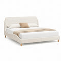 Polsterbett Doppelbett mit gepolstertem Kopfteil 160 x 200 cm Polyester Creme