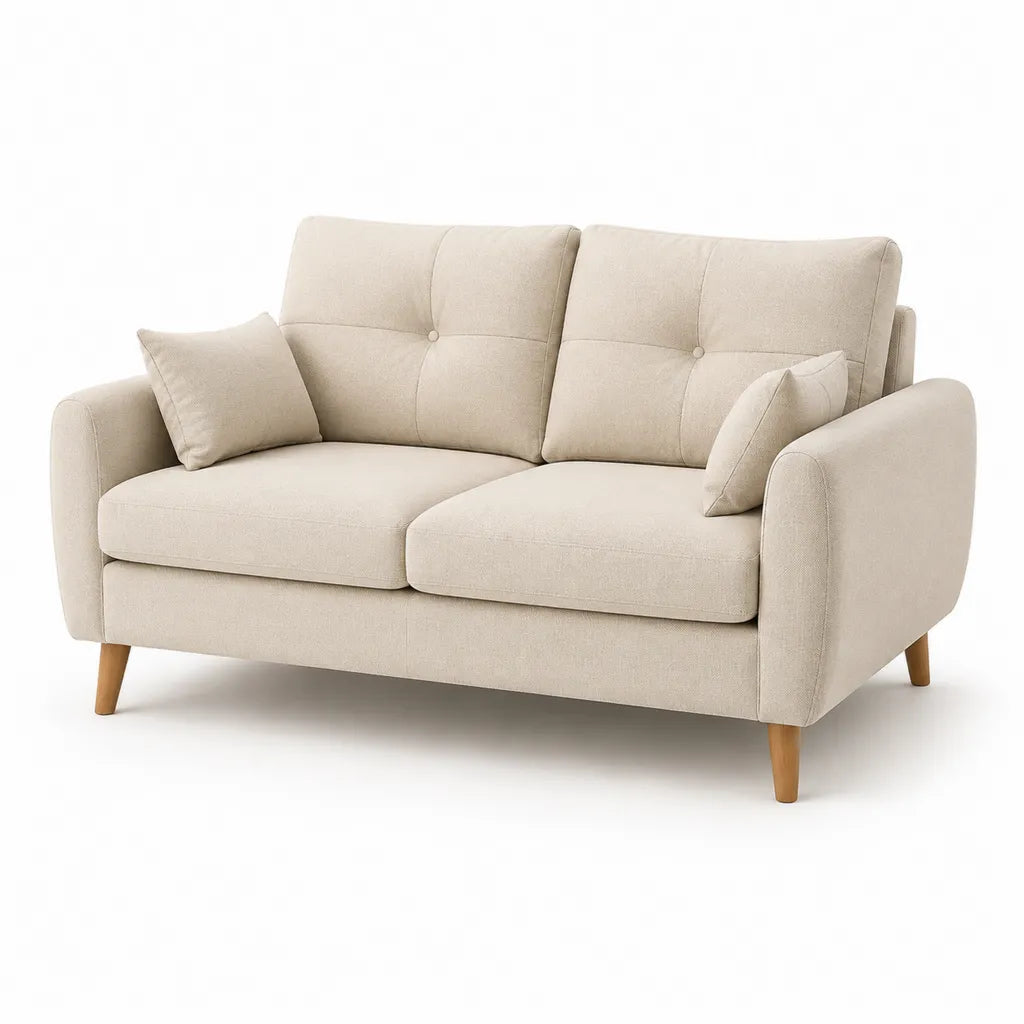 2-Sitzer Sofa mit Kissen Polyesterbezug gerade Beige 170 x 84 x 88 cm
