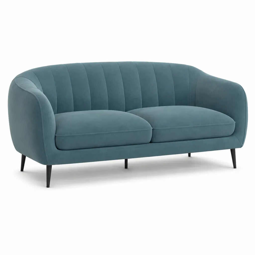 2-Sitzer Sofa mit Polyester-Samtbezug gebogener Form in Petrol 160 x 80 x 78 cm
