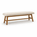 Gepolsterte Bettbank 120 x 40 x 45 cm mit Polyesterbezug Schaumstoffpolsterung und Massivholzgestell Beige Natur