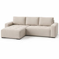 Ecksofa mit Recamiere in L-Form 260 x 160 cm Polyester Cremebeige