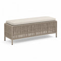 Gartenbank mit Sitzkissen 120 x 45 x 45 cm Aluminium und PE-Geflecht Taupe Beige