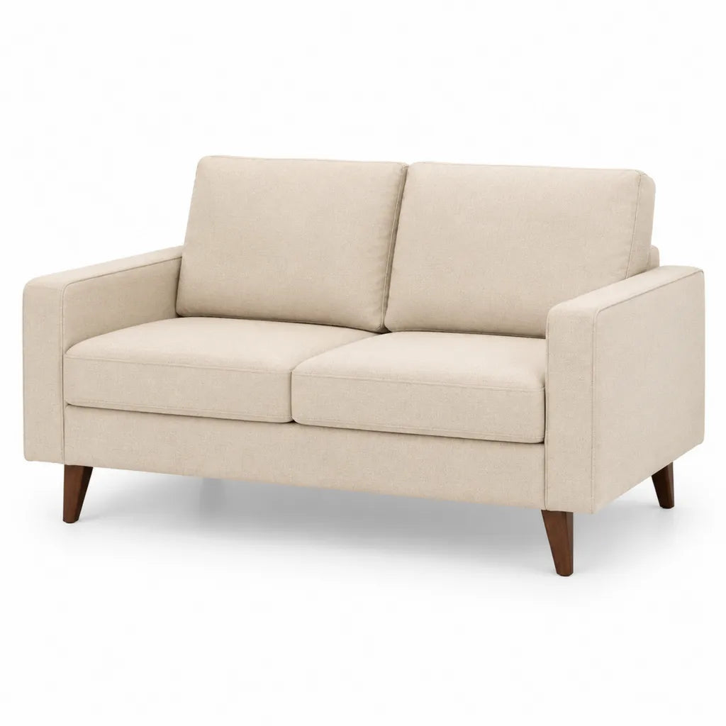 2-Sitzer Sofa mit Polyesterbezug rechteckig beige 140 x 80 x 85 cm