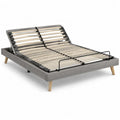 Verstellbares Doppelbettgestell 140 x 200 cm mit Lattenrost aus Birken-Sperrholz Grau