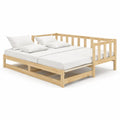 Doppelbett Bettgestell mit Lattenrost aus Kiefer-Massivholz rechteckig Natur 180 x 200 cm