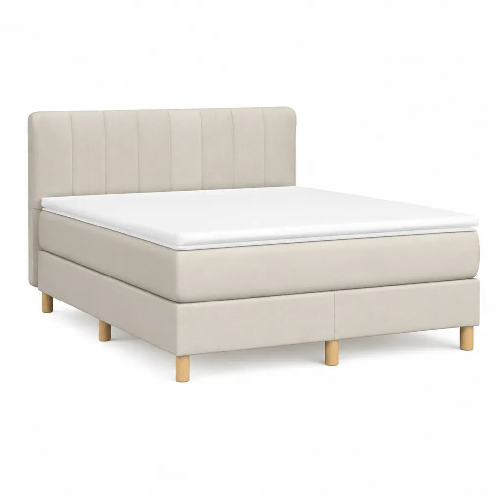 Boxspringbett 180 x 200 cm mit gepolstertem Kopfteil Polyester in Beige