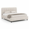 Polsterbett Doppelbett rechteckig 180 x 200 cm mit gepolstertem Kopfteil Polyesterbezug Elfenbein