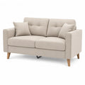 2-Sitzer Sofa mit Polyesterbezug Holzfuessen rechteckig Beige 180 x 87 x 86 cm