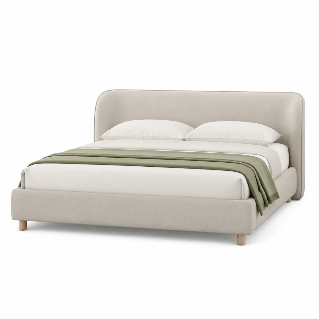 Polsterbett Doppelbett 160 x 200 cm rechteckig mit Polyesterbezug Beige