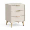 Nachttisch mit 3 Schubladen aus MDF rechteckig Weiss Gold 40 x 35 x 60 cm