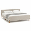 Polsterbett Doppelbett 160 x 200 cm Polyester Rechteckig Beige