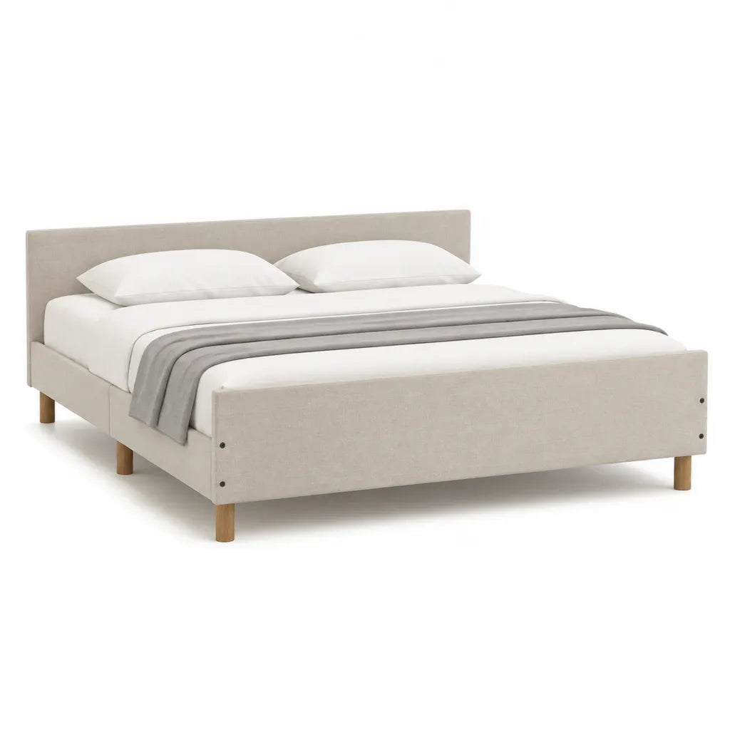 Polsterbett Doppelbett 160 x 200 cm Polyester Rechteckig Beige