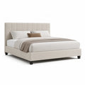 Polsterbett Doppelbett 160 x 200 cm mit Polyesterbezug Rechteckig Beige