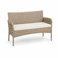 Gartenbank 2-Sitzer aus PE-Rattan mit Stahlgestell rechteckig Taupe Creme 120 x 60 x 85 cm