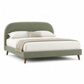 Polsterbett Doppelbett 160 x 200 cm mit abgerundetem Kopfteil Polyesterbezug Olivgruen