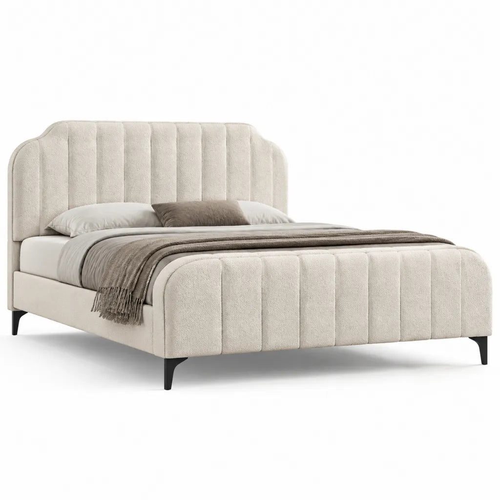 Polsterbett Doppelbett 160 x 200 cm Polyester rechteckig Creme