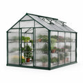 Gewaechshaus mit Schiebetuer 250 x 190 x 195 cm Aluminium Polycarbonat Satteldach Gruen