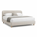 Polsterbett Bettgestell 160 x 200 cm mit abgerundetem Kopfteil aus Polyester in Creme