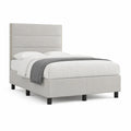 Polsterbett Doppelbett 160 x 200 cm mit Kopfteil aus Polyester Hellgrau