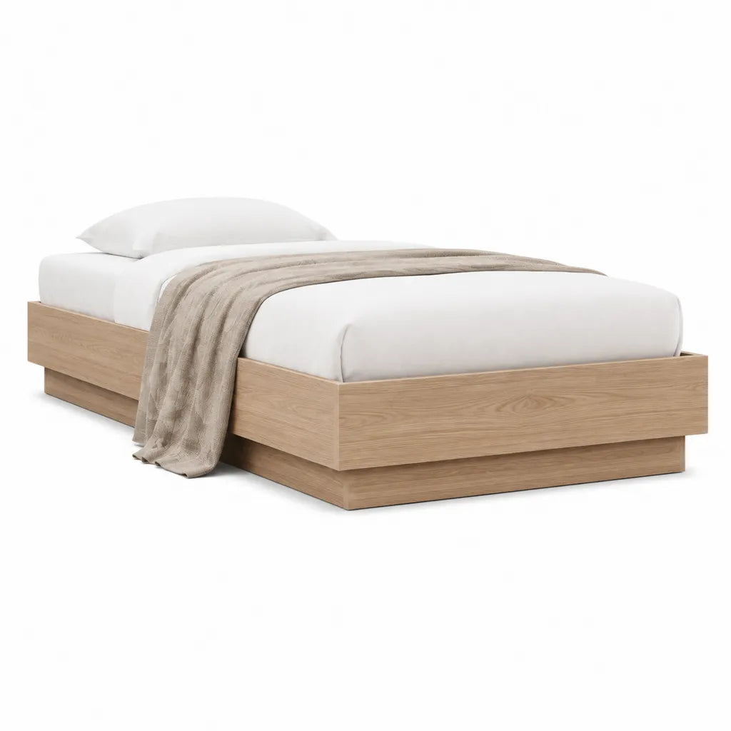 Bettgestell Doppelbett 160 x 200 cm Spanplatte Eiche Natur Rechteckig