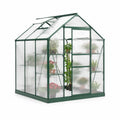 Gewaechshaus aus Aluminium mit Polycarbonatplatten Satteldach Gruen 190 x 190 x 195 cm