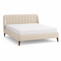 Polsterbett Doppelbettgestell 160 x 200 cm Polyester Rechteckig Beige