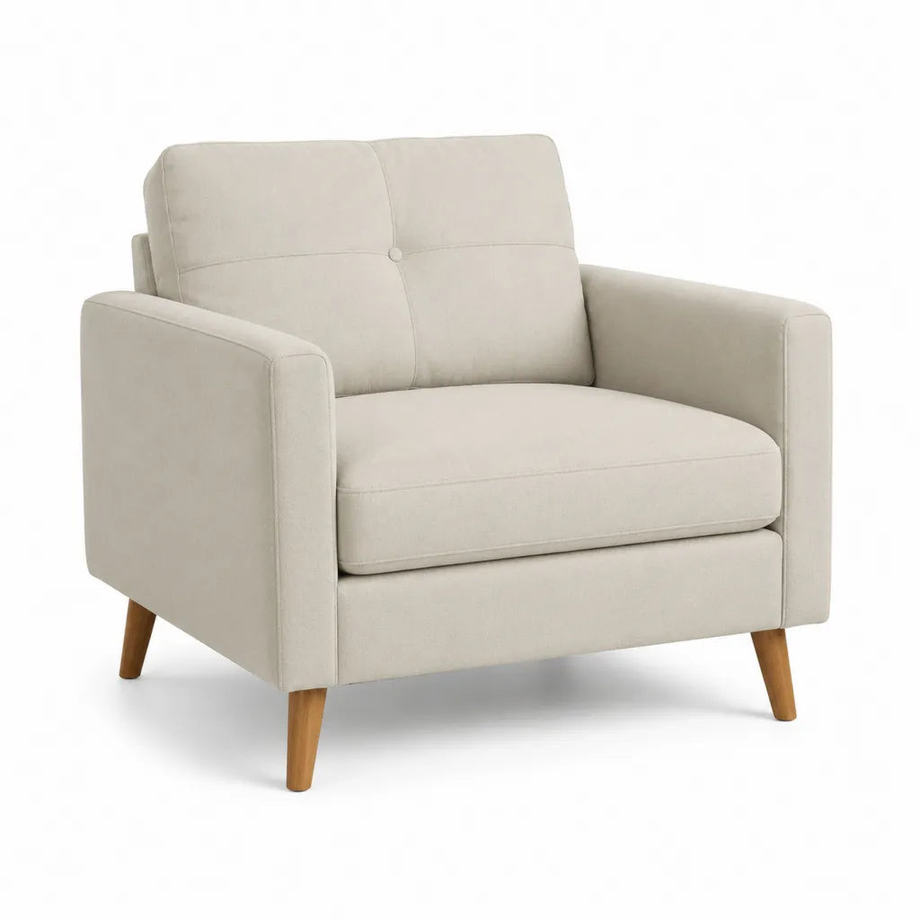 Polstersessel mit Armlehnen aus 100 % Polyester gerade Form Beige Naturbraun 83 x 86 x 89 cm