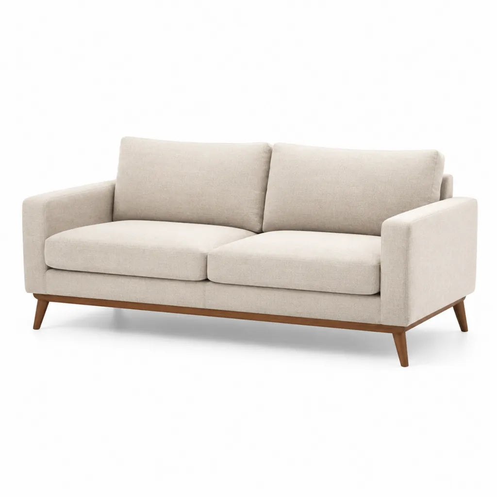 2-Sitzer Sofa mit Polyesterbezug gerader Form Beige Braun 160 x 85 x 82 cm