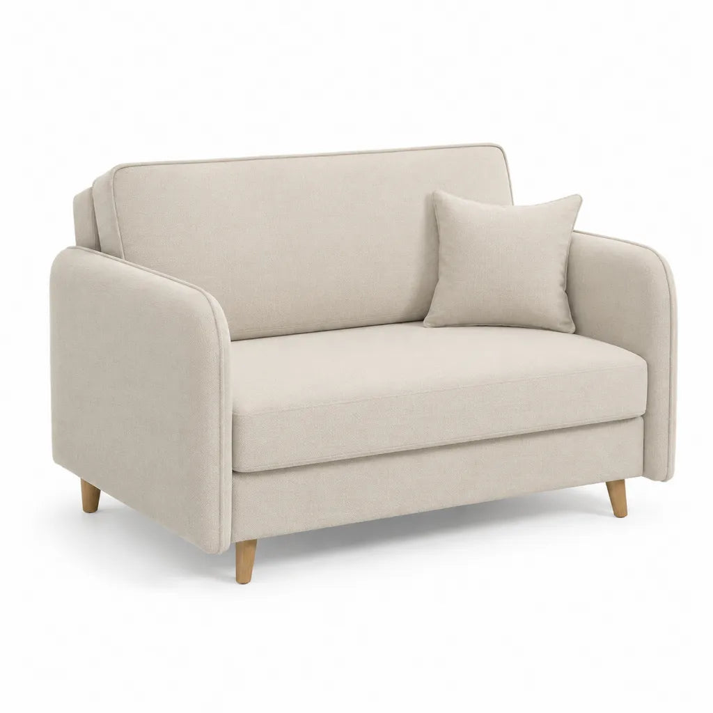 2-Sitzer Sofa mit Kissen Polyesterbezug Beige 140 x 83 x 82 cm