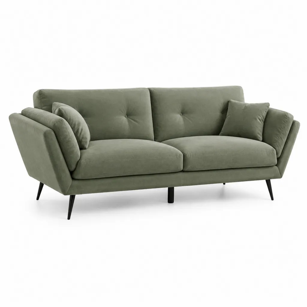 2-Sitzer Sofa mit Kissen Polyester-Samt Olivgruen 180 x 88 x 85 cm