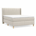 Boxspringbett 160 x 200 cm mit Matratze Polyesterbezug Creme