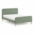 Polsterbett Bettgestell 160 x 200 cm mit Kopfteil aus Polyester in Salbeigruen