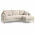 Ecksofa mit Recamiere rechts 230 x 150 x 86 cm Polyester L-Form Beige